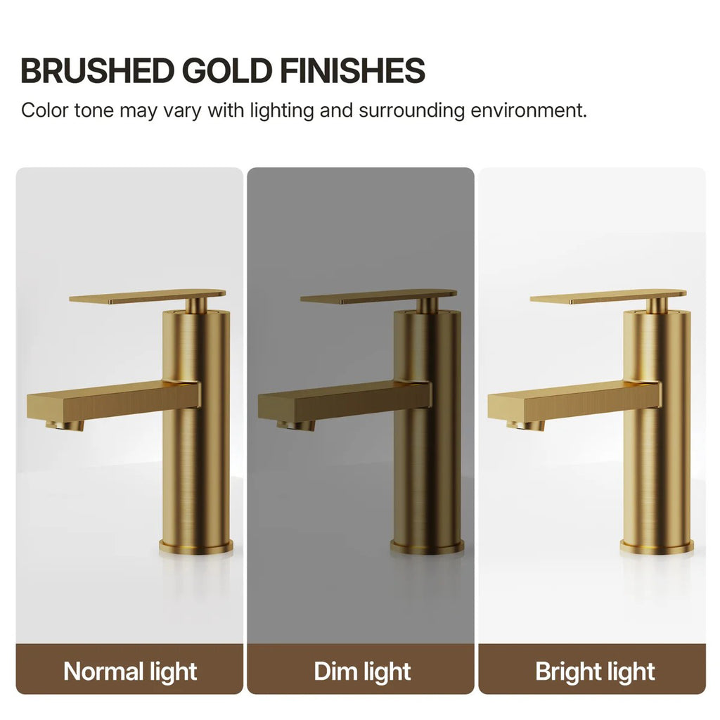 Single Hole Bathroom Faucet, Single Handle Bathroom Sink Faucet with Drain Assembly LP011235-YS - Brushed Gold