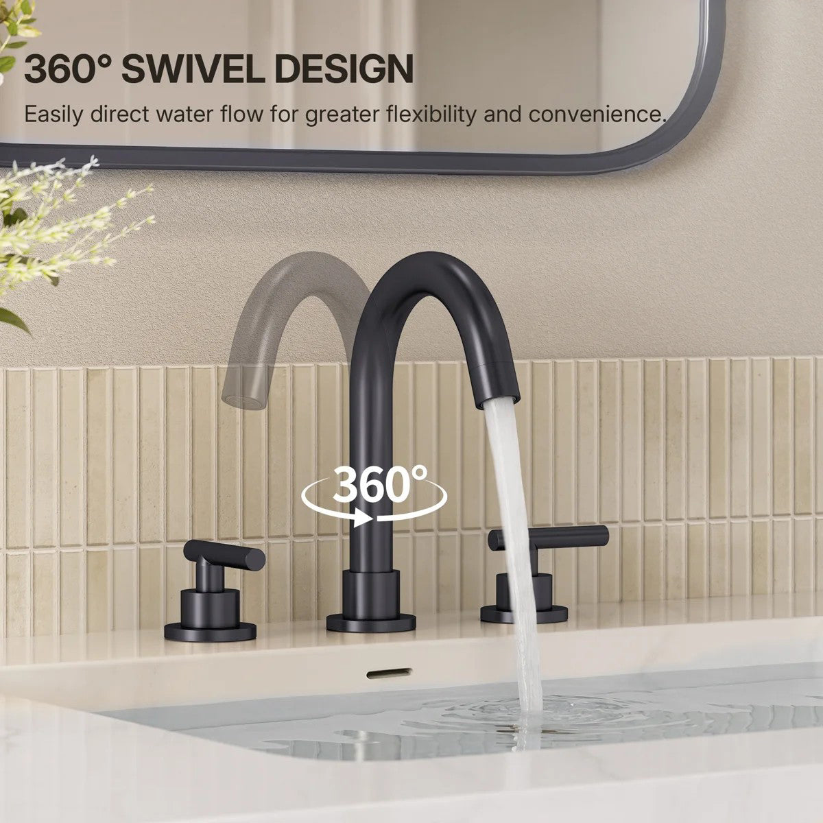 Widespread Bathroom Faucet 3 Hole, 2-Handle Bathroom Sink Faucet LP02088-YS - Gun Gray