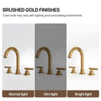 Widespread Bathroom Faucet 3 Hole, 2-Handle Bathroom Sink Faucet with Drain Assembly LP03006-YS - Brushed Gold