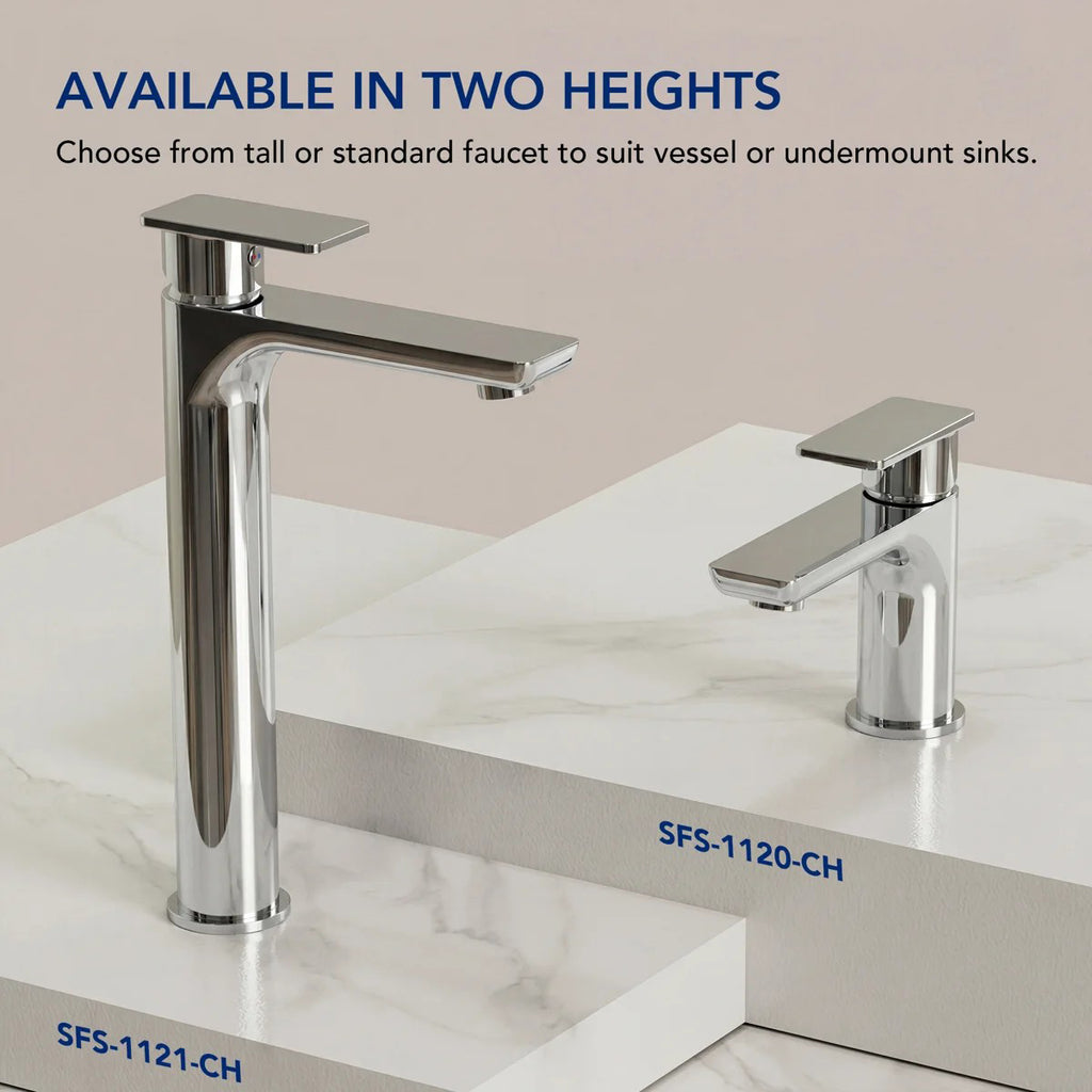 Single Hole Vessel Bathroom Faucet, Single Handle Bathroom Sink Faucet with Drain Assembly LP0098-YS - Chrome