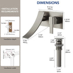 Wall Mounted Bathroom Faucet, Single-handle Bathroom Sink Faucet with Drain Assembly LP99801-YS- Brushed Nickel