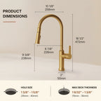 Pull-Down Kitchen Faucet with Dual-Function Sprayer, Single-Handle Sink Faucet LPL099122-CF - Brushed Gold