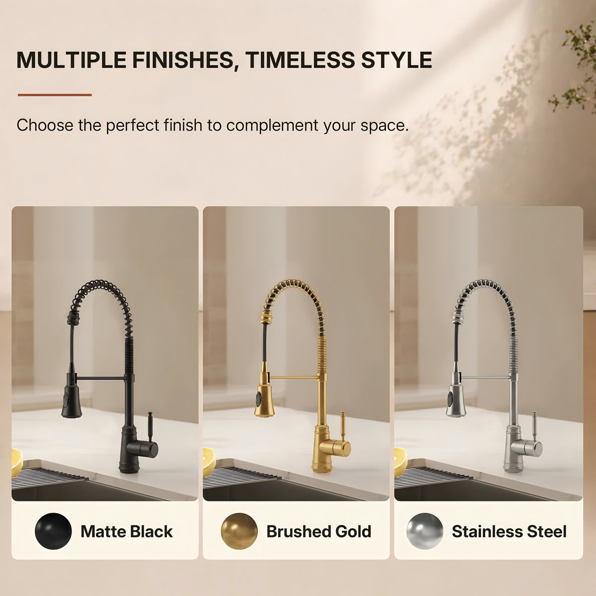 Commercial Style Dual Function Single Handle Pull Down Kitchen Faucet LP23-CF - Matte Black