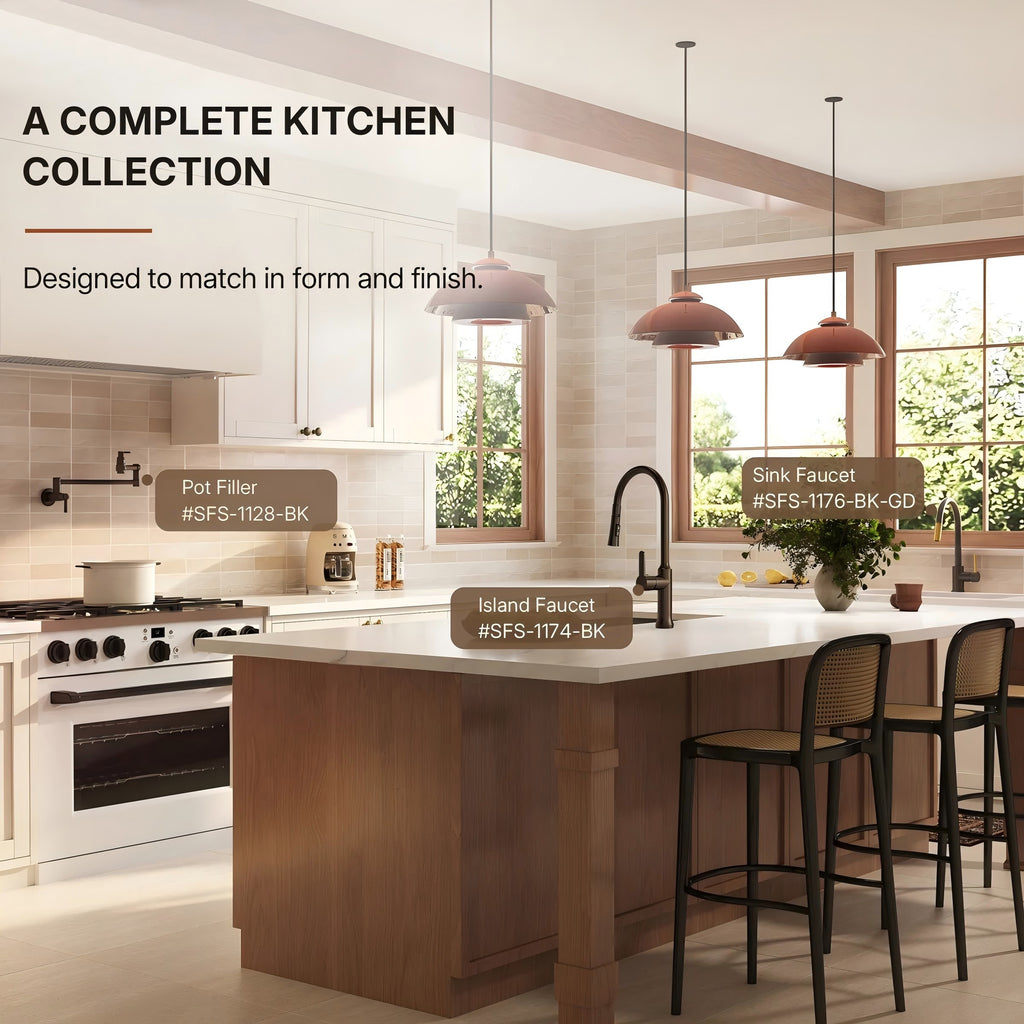 Pull-Down Kitchen Faucet with Dual-Function, Single-Handle Sink Faucet with Swivel Spout ,LP010191-CF - Matte Black