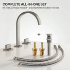 Widespread Bathroom Faucet 3 Hole, 2-handle Bathroom Sink Faucet with Drain Assembly LP005601-YS - Brushed Nickel