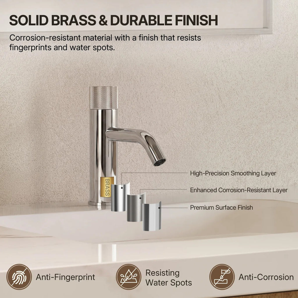 Single Hole Bathroom Faucet,Knob Single Handle Bathroom Sink Faucet with Drain Assembly LP0089-YS - Chrome