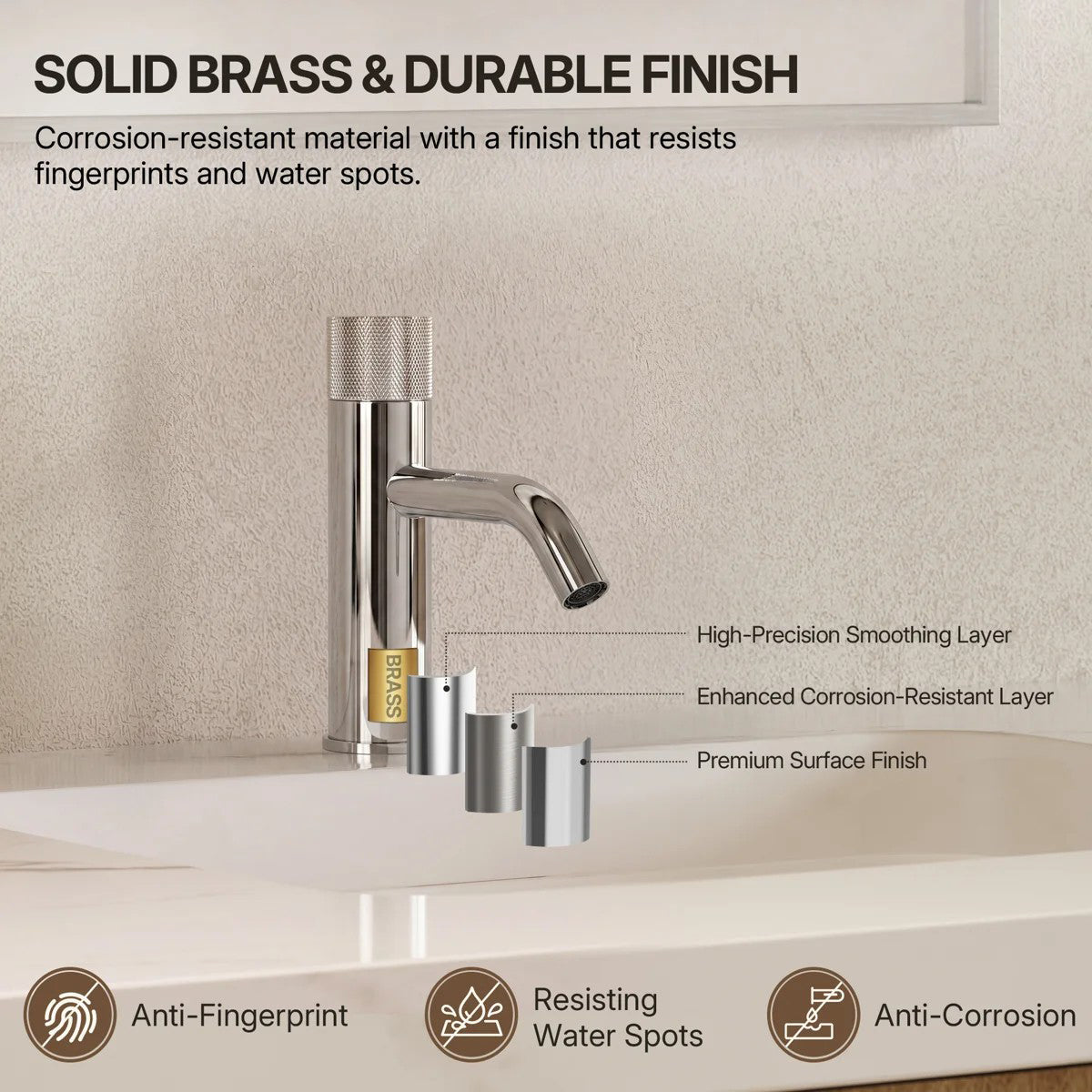 Single Hole Bathroom Faucet,Knob Single Handle Bathroom Sink Faucet with Drain Assembly LP0089-YS - Chrome