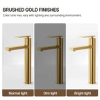Single Hole Vessel Bathroom Faucet, Single Handle Vessel Bathroom Sink Faucet with Drain Assembly LP00985-YS - Brushed Gold