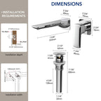Wall Mounted Bathroom Faucet, Single-handle Bathroom Sink Faucet with Drain Assembly LP667891-YS - Chrome
