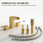 Widespread Bathroom Faucet 3 Hole, 2-Handle Bathroom Sink Faucet with Drain Assembly LP022304-YS - Brushed Gold