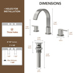 Widespread Bathroom Faucet 3 Hole, 2-handle Bathroom Sink Faucet with Drain Assembly LP01382330-YS - Brushed Nickel