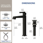 Single Hole Vessel Bathroom Faucet with Drain Assembly, Single Handle Vessel Bathroom Sink Faucet LP89-YS - Matte Black