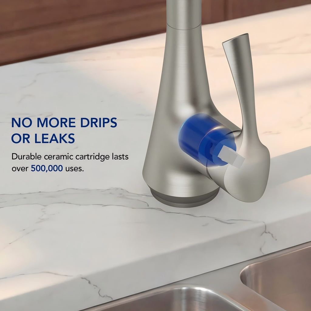 Pull Down Kitchen Sink Faucet, Single Handle Kitchen Faucet with Swivel Spout LP32CF-SS - Stainless Steel