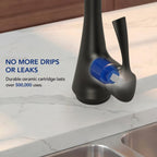 Pull Down Kitchen Sink Faucet, Single Handle Kitchen Faucet with Swivel Spout LP43-CF - Matte Black