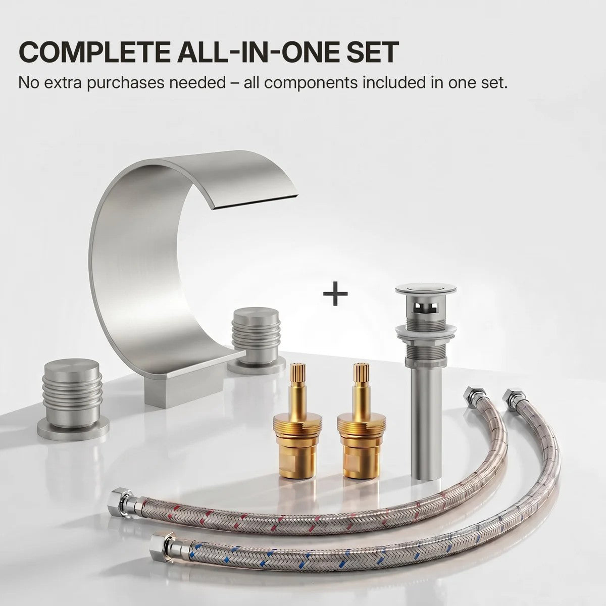 Widespread Bathroom Faucet 3 Hole, 2-handle Bathroom Sink Faucet with Drain Assembly LP44501-YS - Brushed Nickel