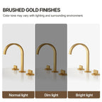 Widespread Bathroom Faucet 3 Hole, 2-handle Bathroom Sink Faucet with Drain Assembly LP0054568-YS - Brushed Gold