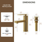 Single Hole Bathroom Faucet, Single Handle Bathroom Sink Faucet with Drain Assembly LP011235-YS - Brushed Gold