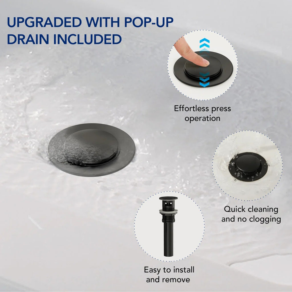 Single Handle Vessel Bathroom Faucet, Single Hole Vessel Bathroom Sink Faucet with Drain Assembly LP0097-YS - Matte Black