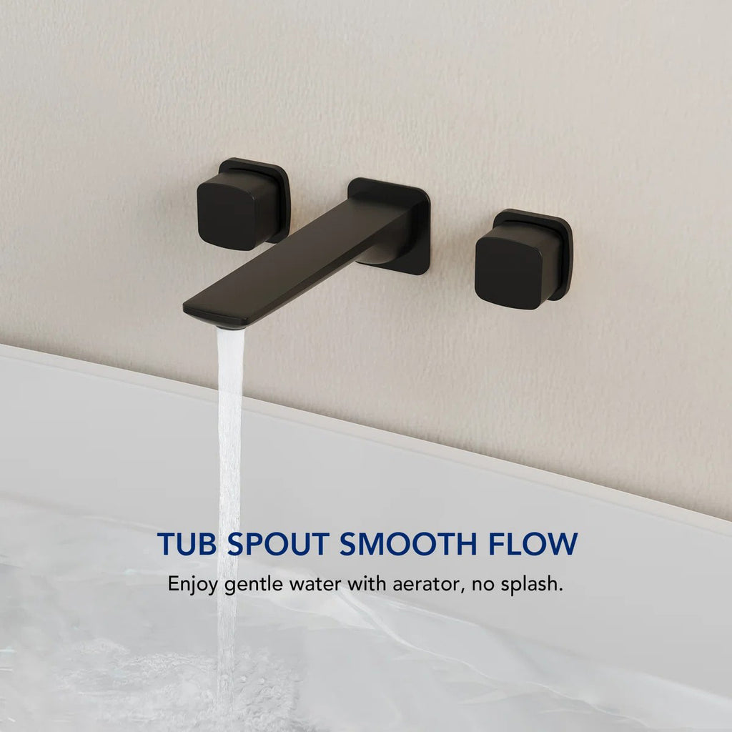 2-Handle Wall Mounted Roman Tub Faucet with Rough-In Valve LP0118-YG - Matte Black