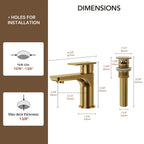 Single Hole Bathroom Faucet with Drain Assembly, Single Handle Bathroom Sink Faucet LP0091023-YS - Brushed Gold
