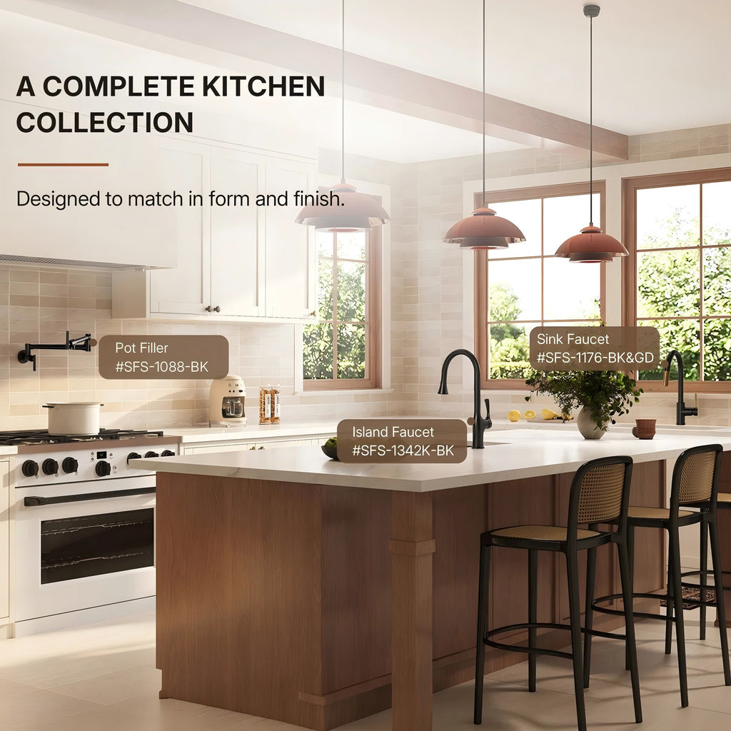 Pull-Down Single Handle Kitchen Faucet with High-Arc Spout LP0669-CF - Matte Black