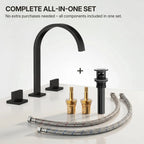 Widespread Bathroom Faucet 3 Hole, 2-handle Bathroom Sink Faucet with Drain Assembly LP00551YS- Matte Black