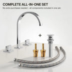 Widespread Bathroom Faucet 3 Hole, 2-handle Bathroom Sink Faucet with Drain Assembly LP00501-YS - Chrome