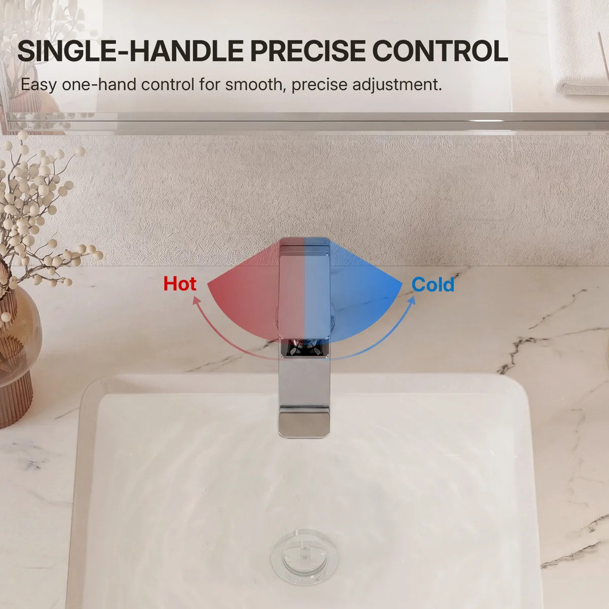 Single Hole Bathroom Faucet with Drain Assembly, Single Handle Bathroom Sink Faucet LP002101-YS - Chrome