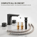 Widespread Bathroom Faucet 3 Hole, 2-handle Bathroom Sink Faucet with Drain Assembly LP03390-YS - Matte Black
