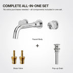 Wall Mounted Bathroom Faucet 3 Hole,2-Handle Bathroom Sink Faucet with Drain Assembly, Chrome LP001012-YS - Chrome