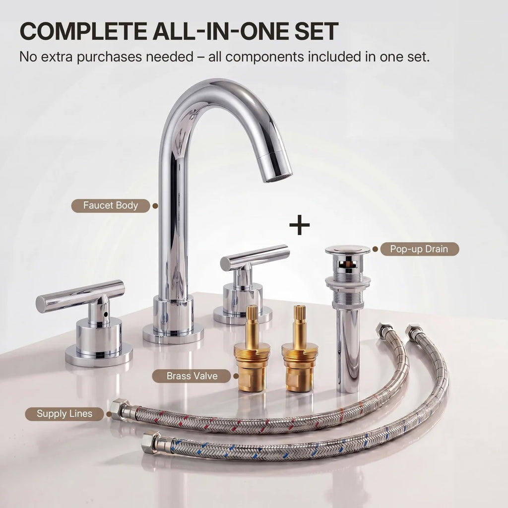 Widespread Bathroom Faucet 3 Hole, 2-Handle Bathroom Sink FaucetLP02006-YS - Chrome