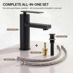 Single Hole Bathroom Faucet, Single Handle Bathroom Sink Faucet with Drain Assembly LP090081-YS - Matte Black