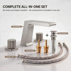 Widespread Bathroom Faucet 3 Hole, 2-handle Bathroom Sink Faucet with Drain Assembly LP00129-YS - Brushed Nickel