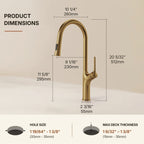 Pull Down Single Handle Kitchen Faucet with Dual Function LP0996-CF - Brushed Gold