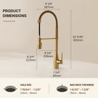 Commercial Style Dual Function Single Handle Pull Down Kitchen Faucet LP32-CF - Brushed Gold