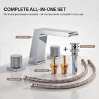 Widespread Bathroom Faucet 3 Hole, 2-handle Bathroom Sink Faucet with Drain Assembly LP005093-YS - Chrome