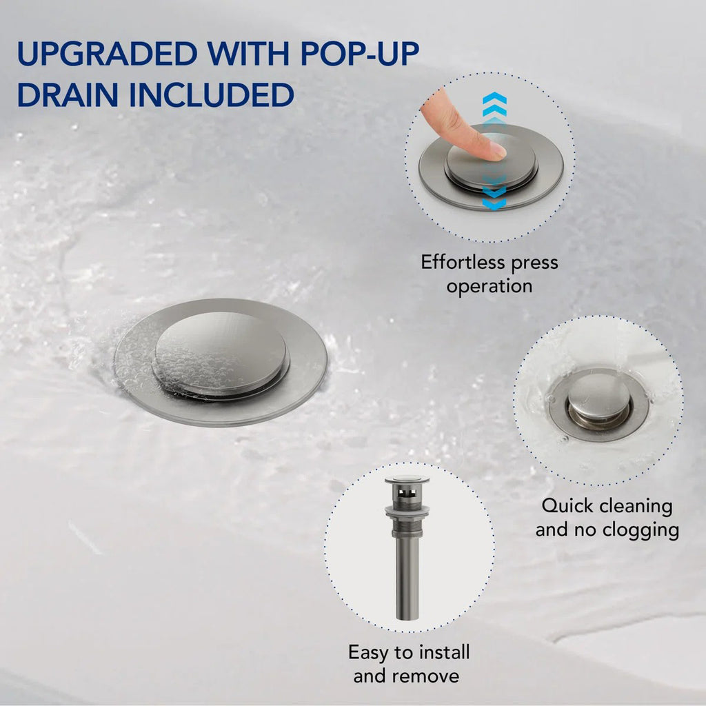 Single Hole Vessel Bathroom Faucet, Single Handle Bathroom Sink Faucet with Drain Assembly LP0096-YS - Brushed Nickel