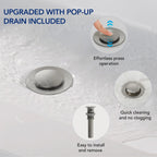 Single Hole Vessel Bathroom Faucet, Single Handle Bathroom Sink Faucet with Drain Assembly LP0096-YS - Brushed Nickel
