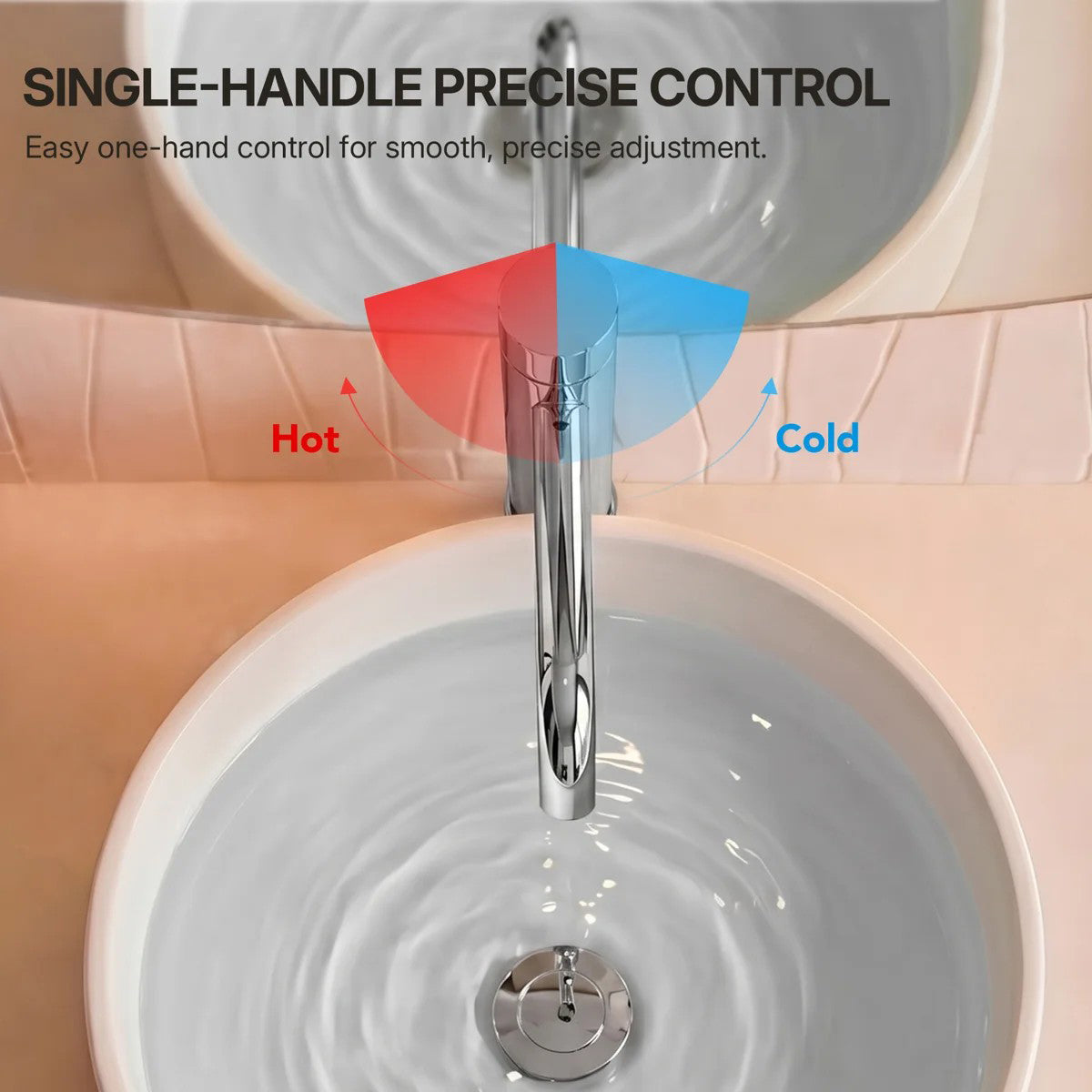 Single Hole Bathroom Vessel Faucet, Single Handle Bathroom Vessel Sink Faucet with Drain Assembly LP0221240-YS - Chrome
