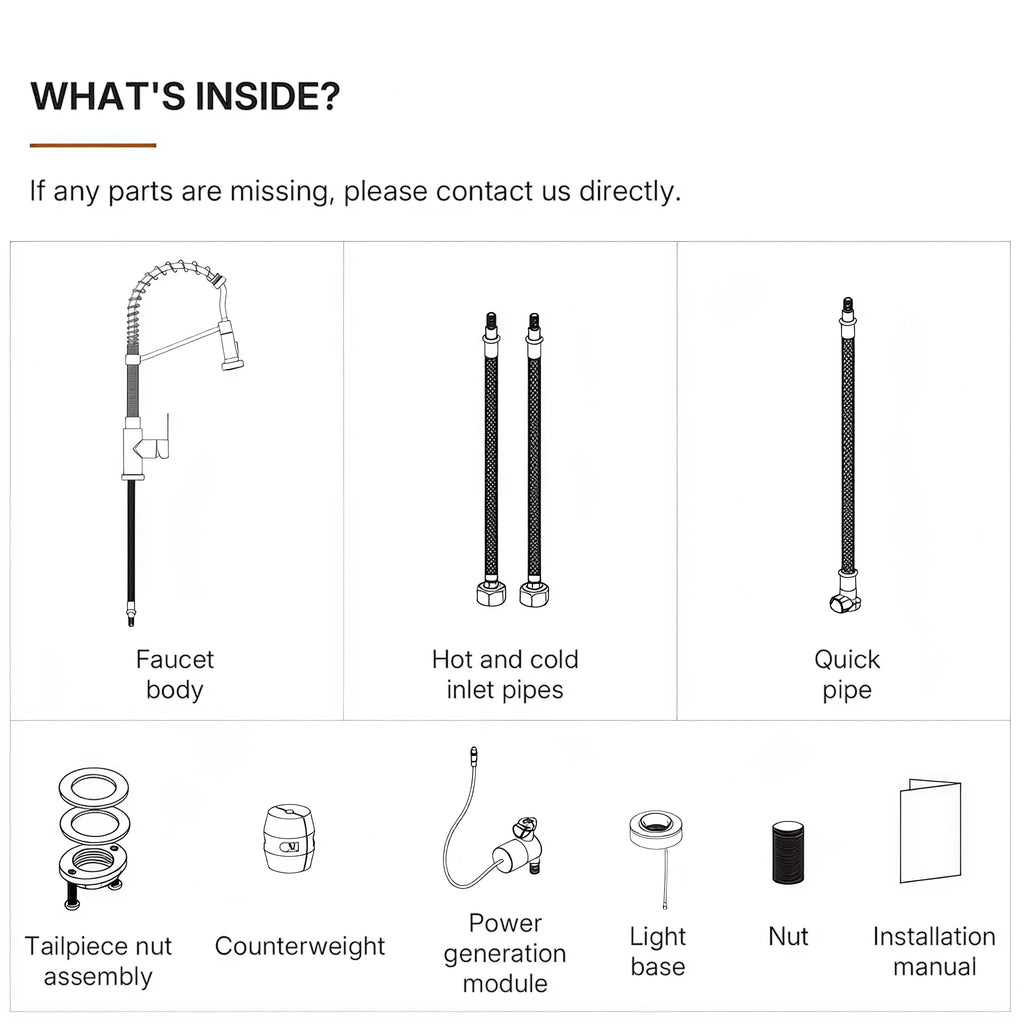 Contemporary Commercial-Style 2-Function Single-Handle Pull-Down Kitchen Faucet with LED Base LP220219-CF - Matte Black
