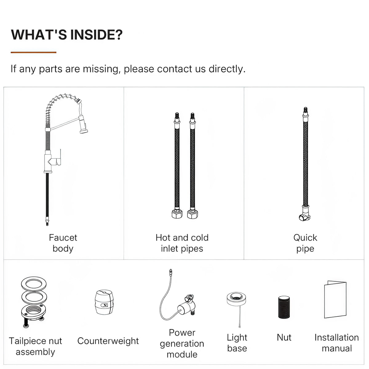 Contemporary Commercial-Style 2-Function Single-Handle Pull-Down Kitchen Faucet with LED Base LP220219-CF - Matte Black