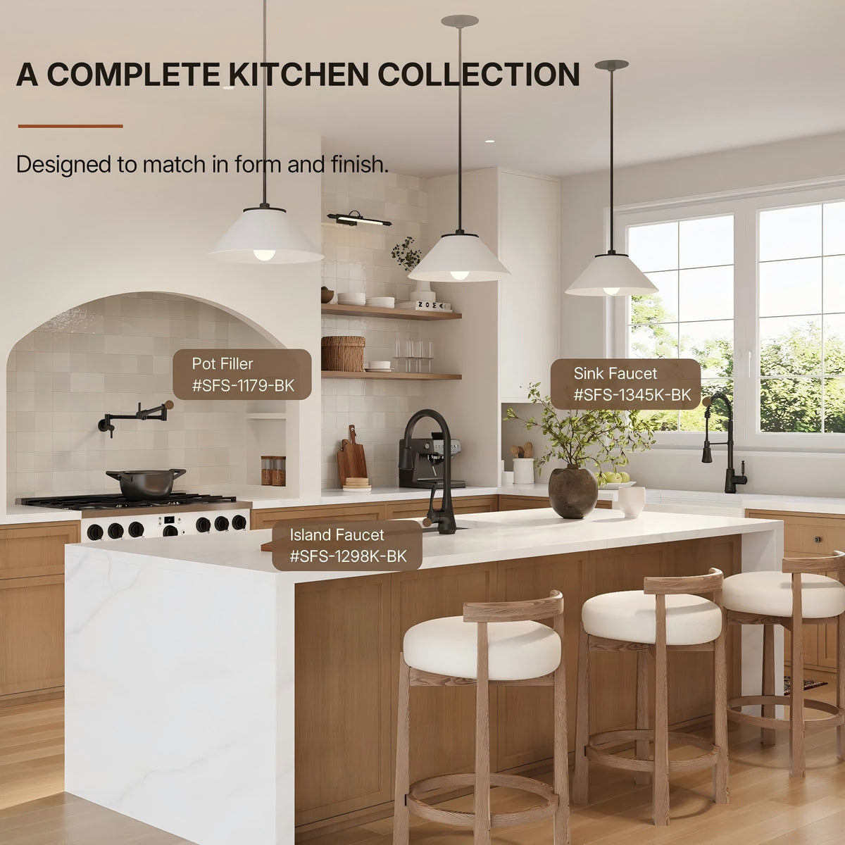 Commercial Style Dual Function Single Handle Pull Down Kitchen Faucet LP23-CF - Matte Black