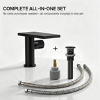 Single Hole Bathroom Faucet, Single-Handle Waterfall Sink Faucet with Drain Assembly LPBK0021 - Matte Black