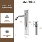 Single Hole Bathroom Vessel Faucet, Single Handle Bathroom Vessel Sink Faucet with Drain Assembly LP0221240-YS - Chrome