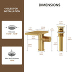 Single Hole Bathroom Faucet, Single-Handle Waterfall Sink Faucet with Drain Assembly LP023-YS - Brushed Gold