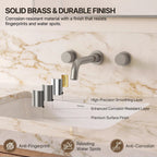Wall Mounted Bathroom Faucet 3 Hole,2-Handle Bathroom Sink Faucet with Drain Assembly, Brushed Nickel LP0019103-YS - Brushed Nickel