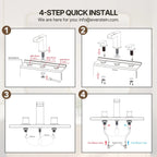 Widespread Bathroom Faucet 3 Hole, 2-Handle Bathroom Sink Faucet with Drain Assembly LP022304-YS - Brushed Gold
