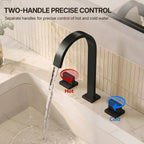 Widespread Bathroom Faucet 3 Hole, 2-handle Bathroom Sink Faucet with Drain Assembly LP00551YS- Matte Black