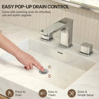 Widespread Bathroom Faucet 3 Hole, 2-handle Bathroom Sink Faucet with Drain Assembly LP022101-YS - Chrome