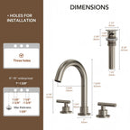 Widespread Bathroom Faucet 3 Hole, 2-Handle Bathroom Sink Faucet with Drain Assembly LP02009-YS - Brushed Nickel